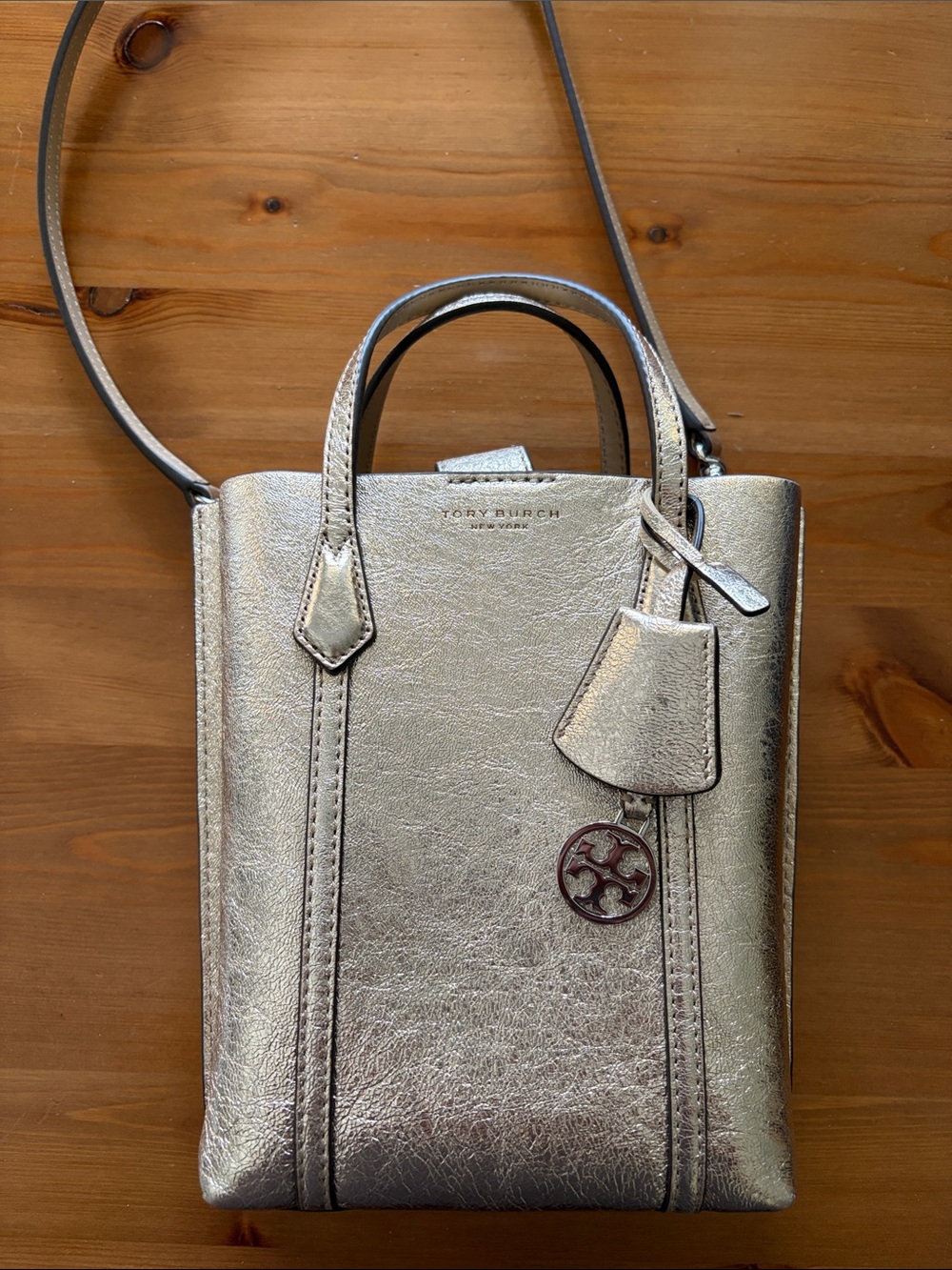 Tory Burch Metallic Gold Mini Tote Crossbody